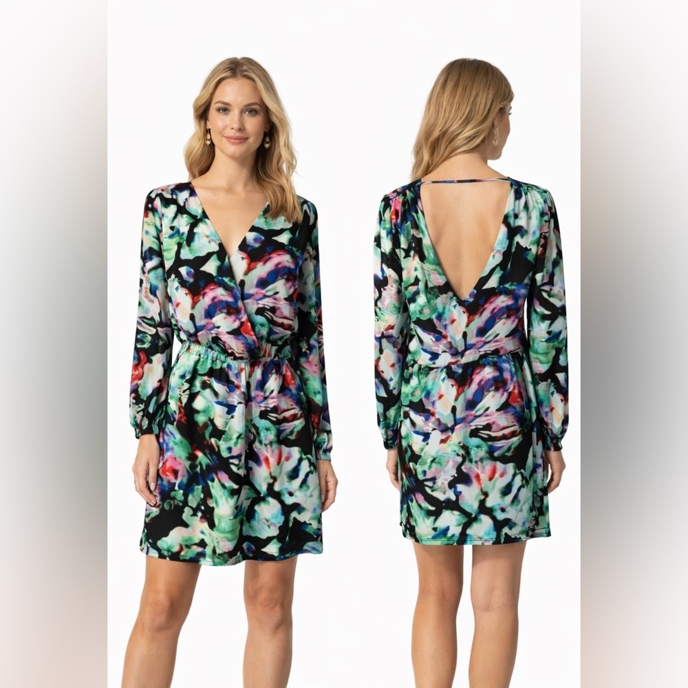 Anthropologie Parker Dress S Small Floral Open Back Smocked Long Sleeve Flowy